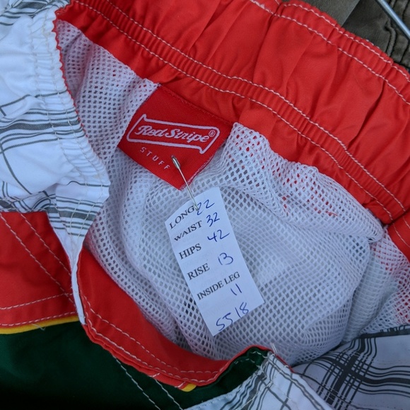 Red stripe men's boys swim trunks L - Picture 4 of 8